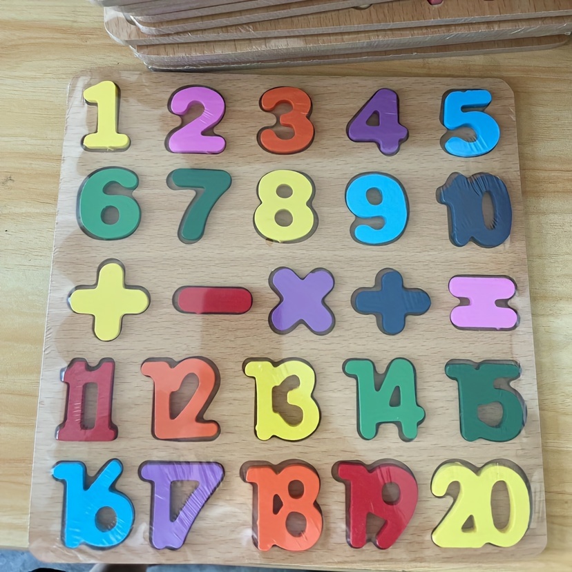 Wooden Puzzle Board Game Alphabet Numbers Shapes Matching - Temu