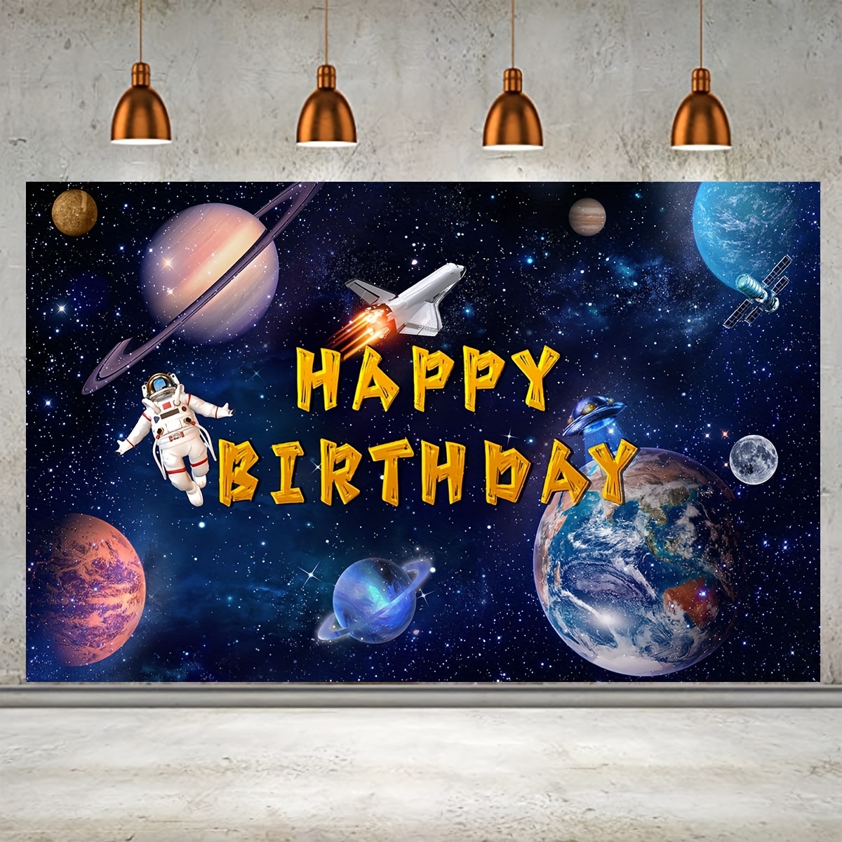 1pc, Sfondo Fotografico Di Compleanno Felice Nello Spazio  (180cm*110cm/70.87in*43.31in), Sfondo Di Razzo Astronauta, Banner Di  Astrologia Astronomia