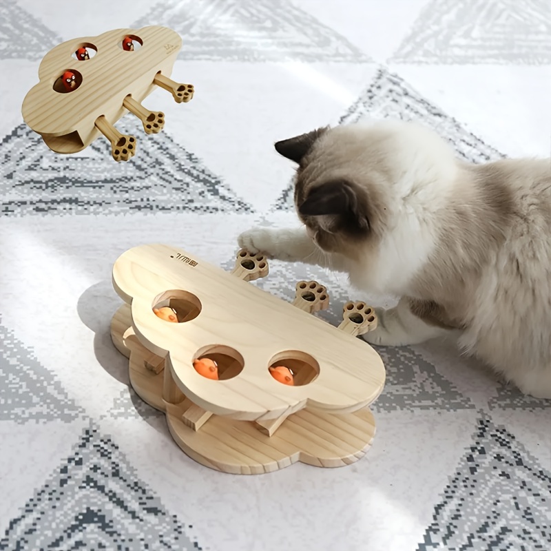 Tookincmo Cat Enrichment Toys for Indoor Cats, Cat Whack A Mole Toy with Cat Scratching Pad, Cat Cardboard Box to Make Lots of Fun, Cat Interactive Toy to Relie