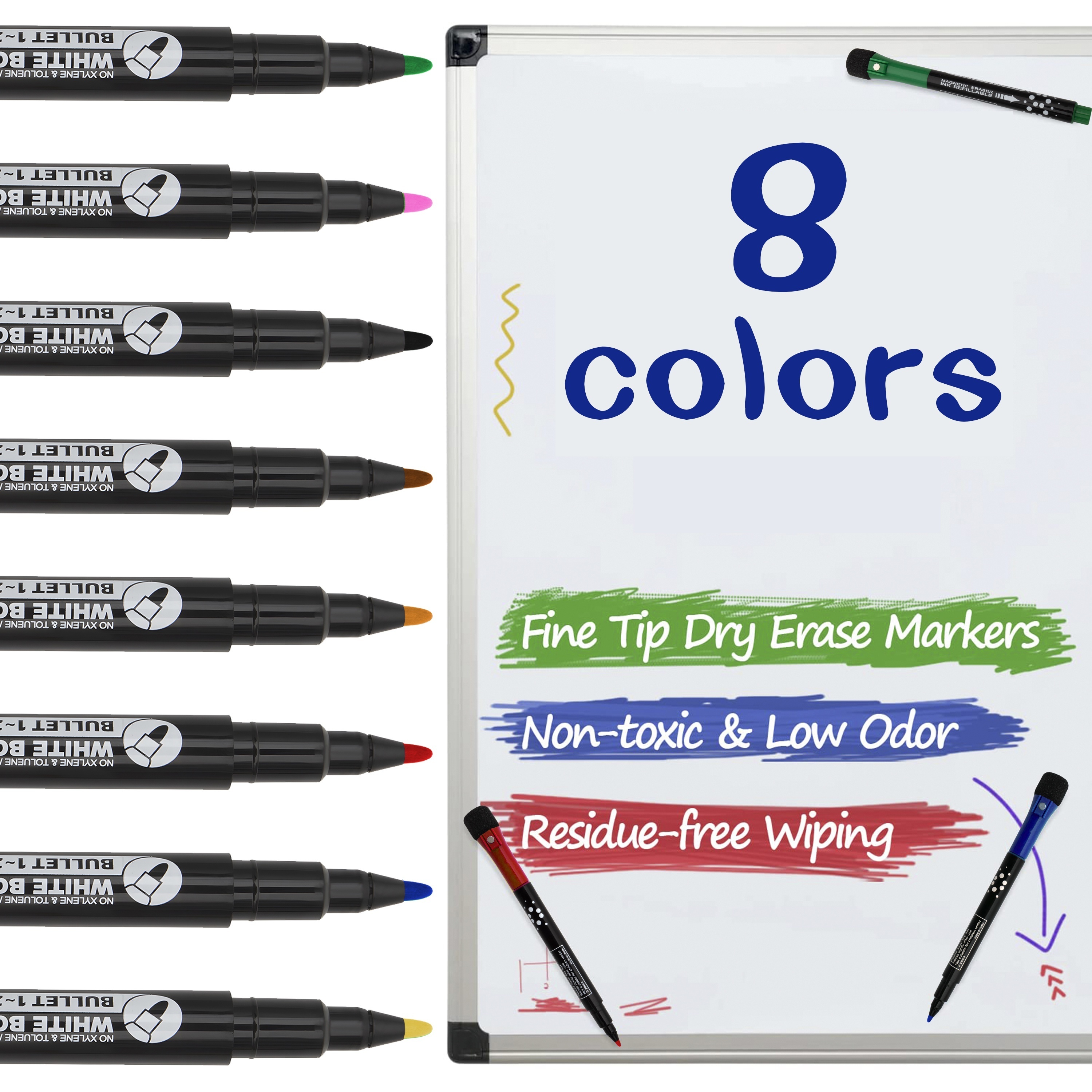 Dry Erase Markers 4 Colors White Board Pens Markers Low Odor - Temu