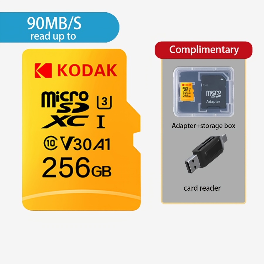 KOOTION Carte Micro SD 256 Go Mémoire SDXC UHS-I Vitesse Jusqu'à 90 MB/s  Carte SD V30, A1, U3 pour Drone/Dash