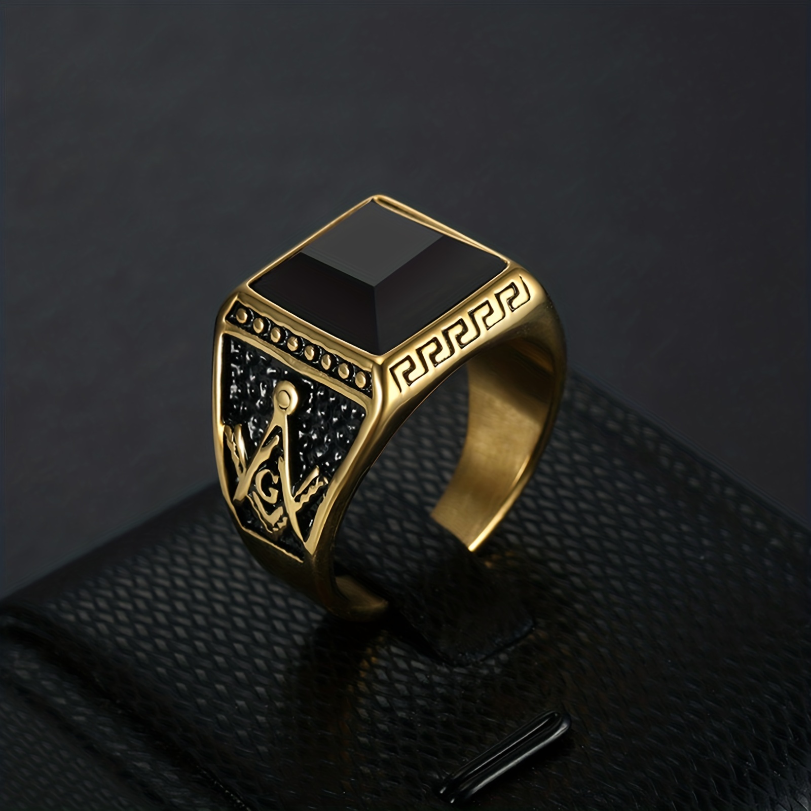 Men's Vintage Lettering Ring, Unique Design