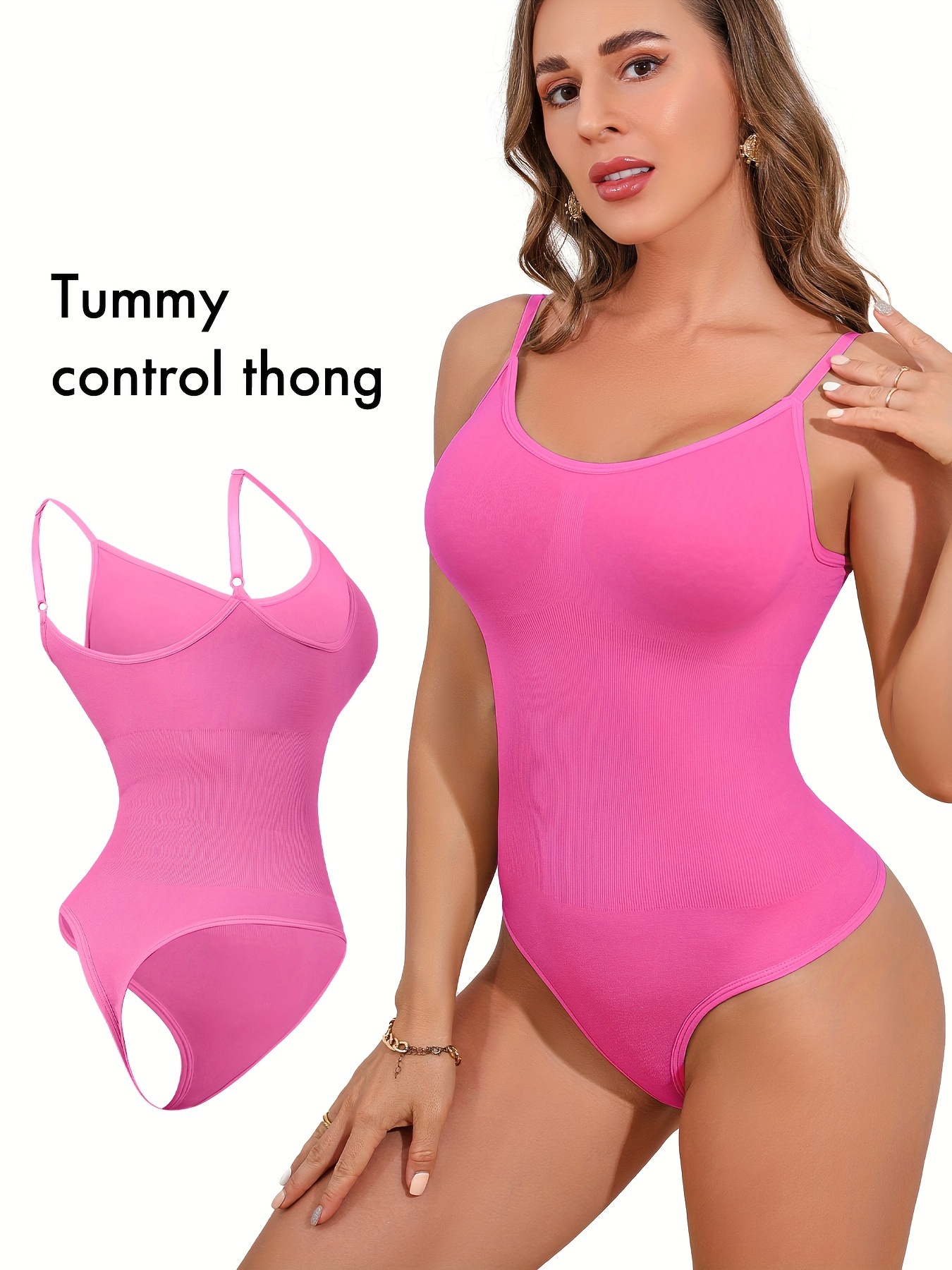 Solid Round Neck Shaping Thong Bodysuit Simple Soft Tummy - Temu United  Kingdom