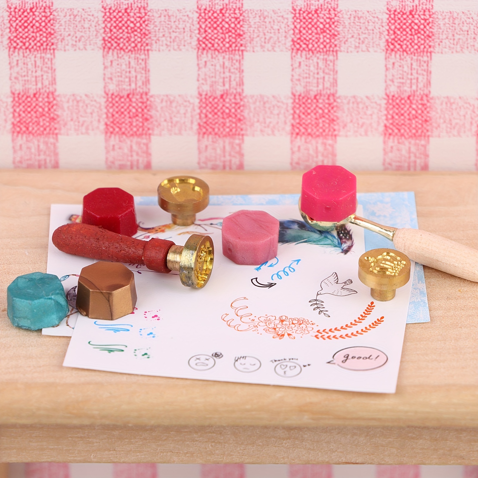 Miniature REAL Wax Seal Stamp Set 1:12 Scale