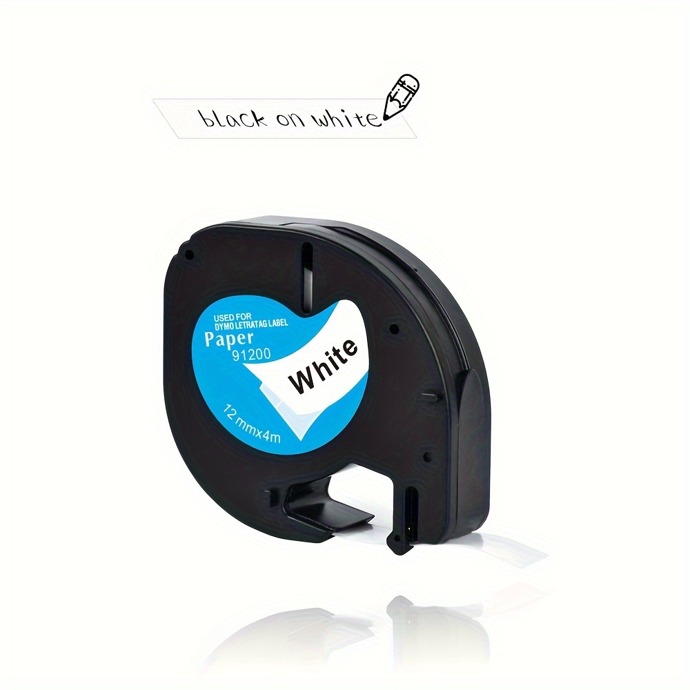 91201 Compatible Black White Dymo Letratag Plastic Tape - Temu