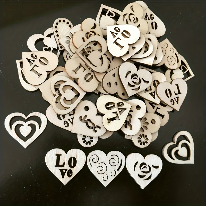 50pcs Wooden Hearts Paintable Wood Cutouts Unfinished Wood Heart