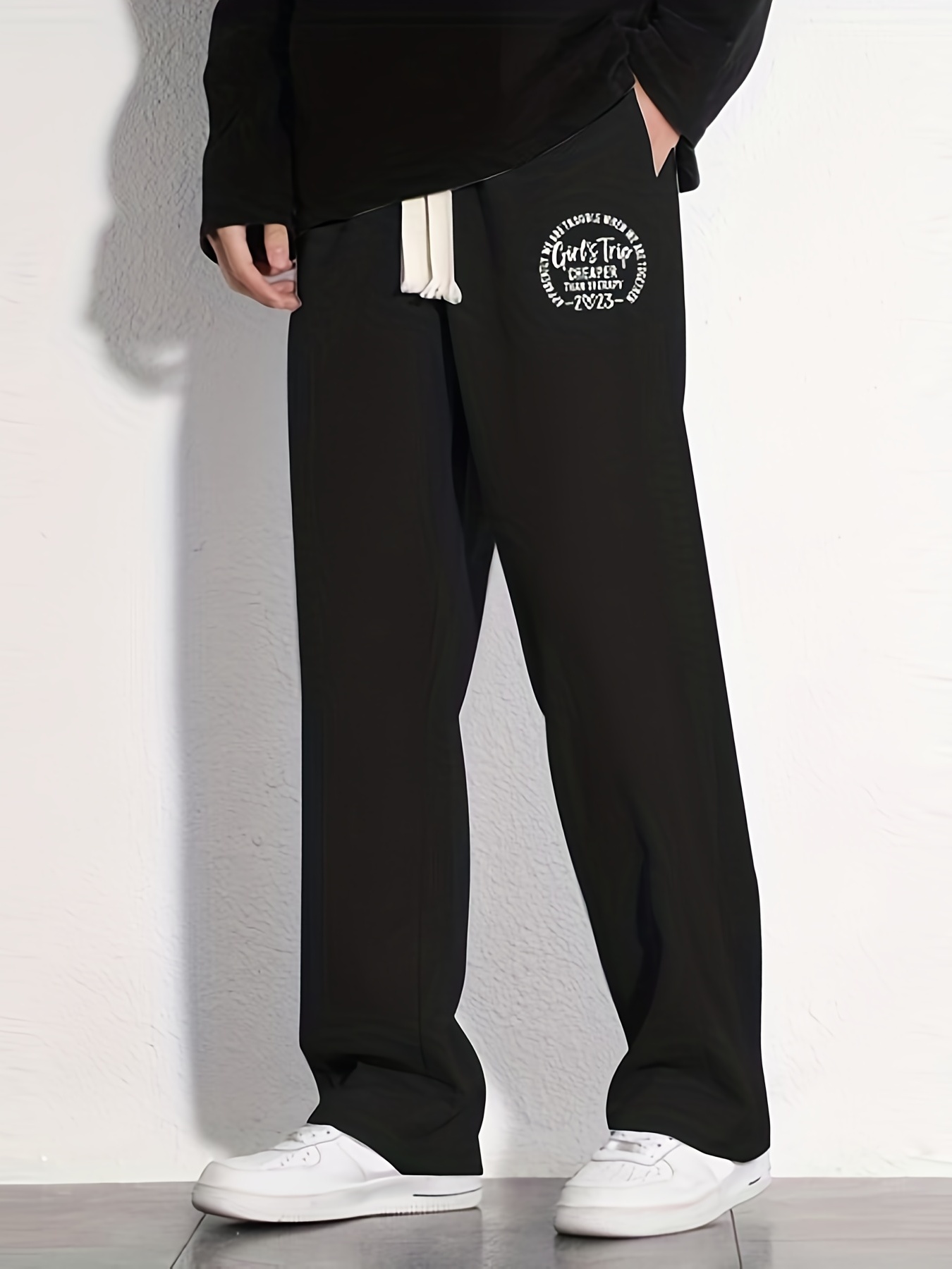 Men's Stylish Letter Print Loose Fit Drawstring Pants