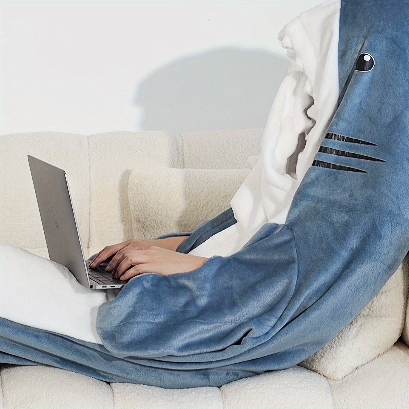 Shark Blanket Adult Reversible Flannel Embroidered Wearable - Temu United  Arab Emirates