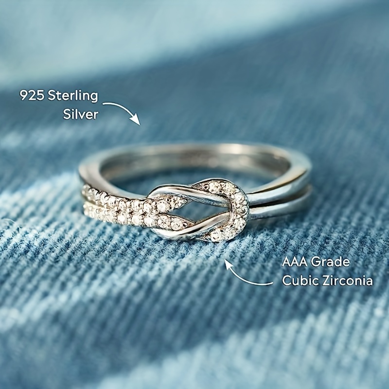 S925 Silvery Infinity Ring with Cubic Zirconia Sparkle