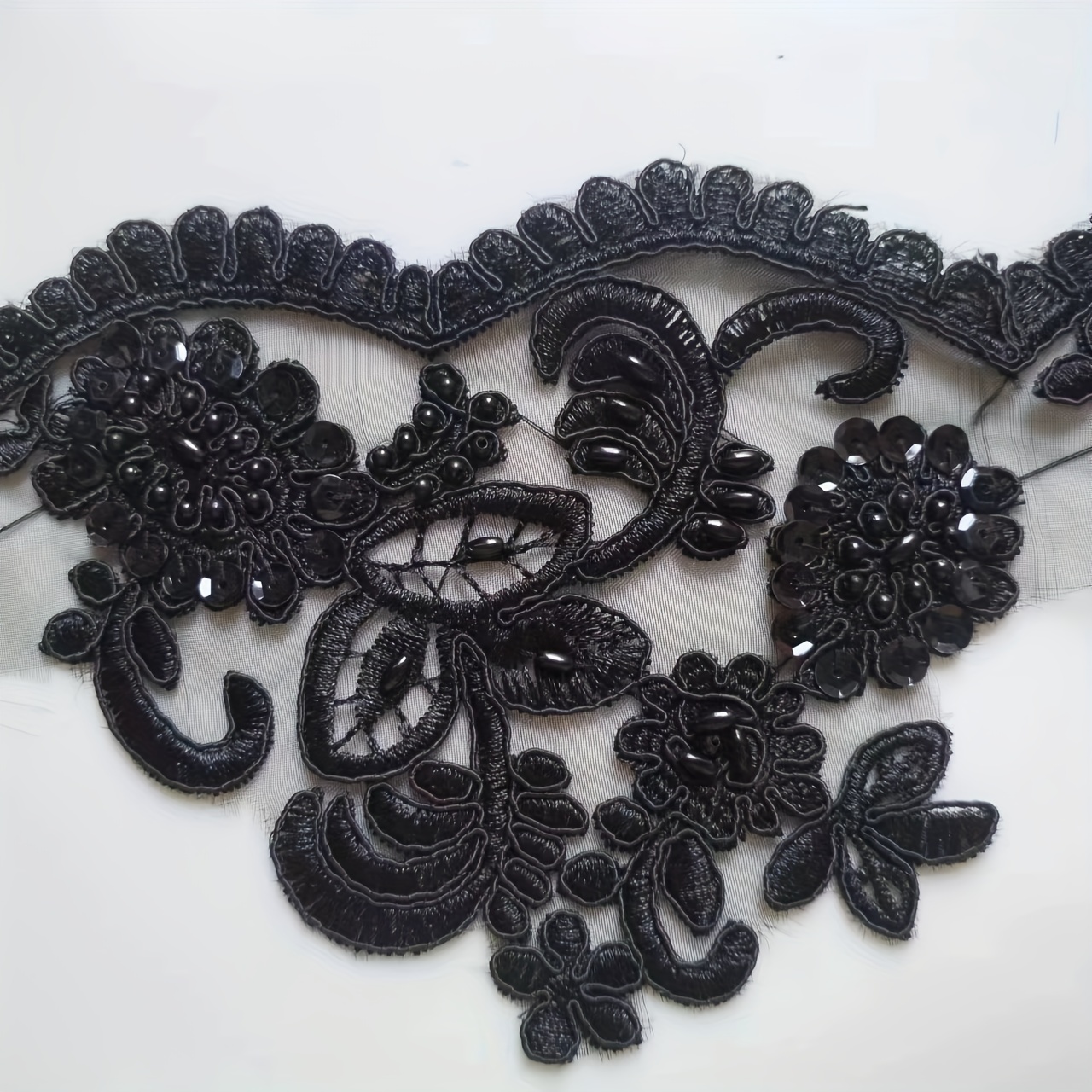 Black Beaded Lace Trim