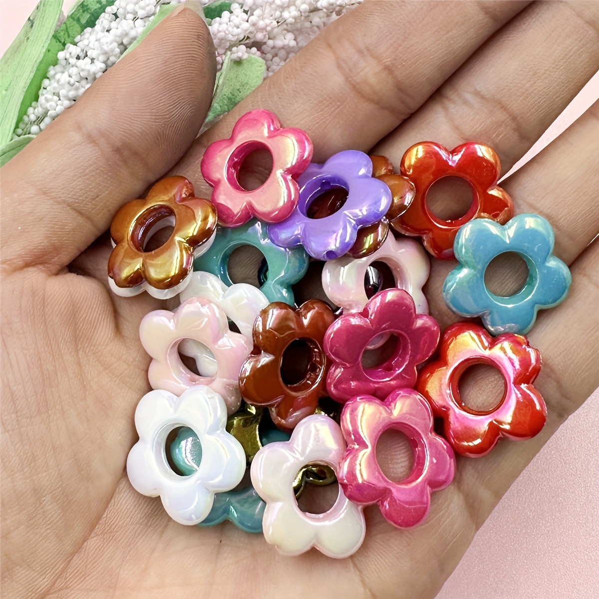 Hollow Flower Illusory Color Fashion Acrylic Beads For Jewelry