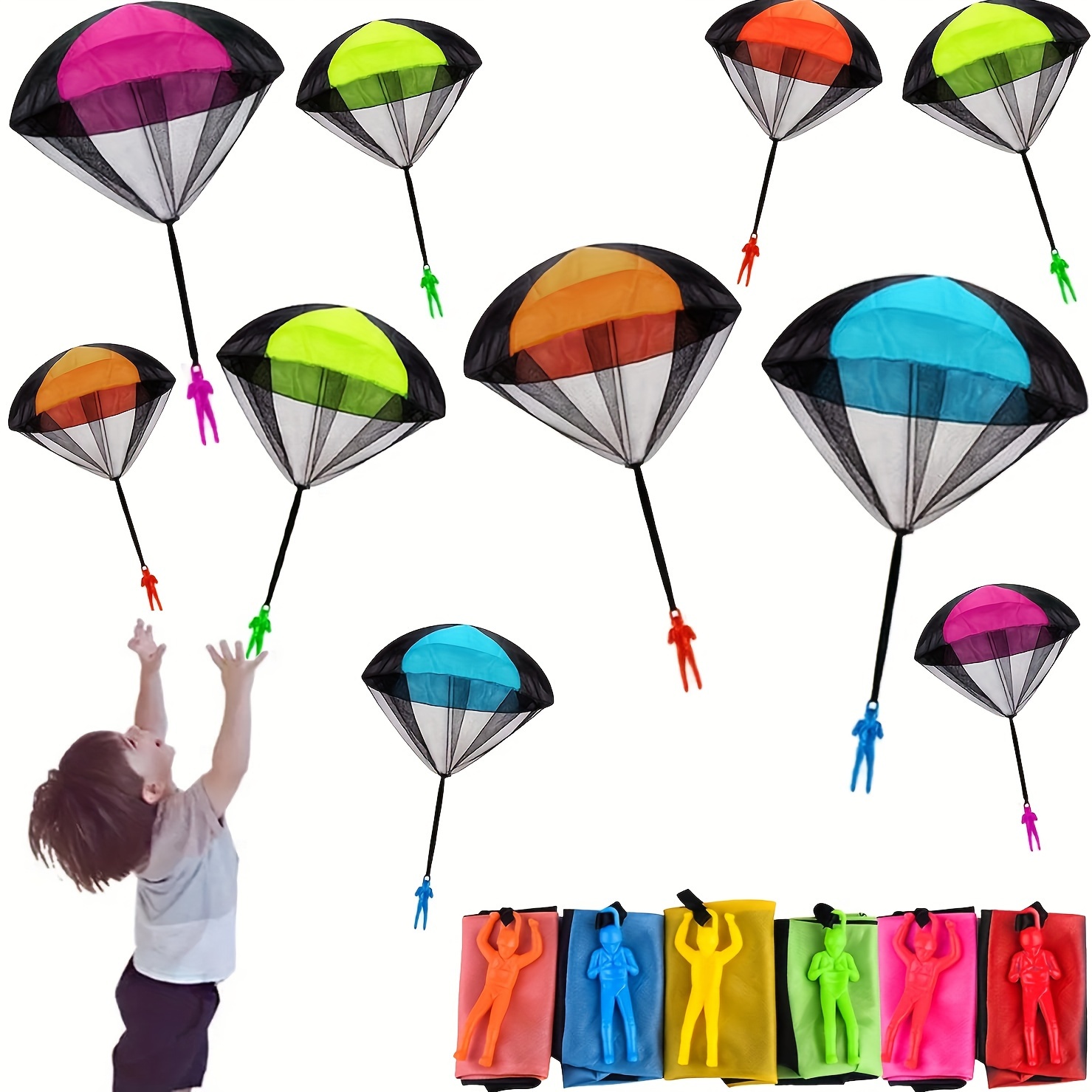 LURICO Lot de 10 Jouets de Parachute, Jouet de Lanceur de Parachute, Jouet  d'extérieur pour Enfants, Jeu de Jardin pour Enfants : : Jeux et  Jouets