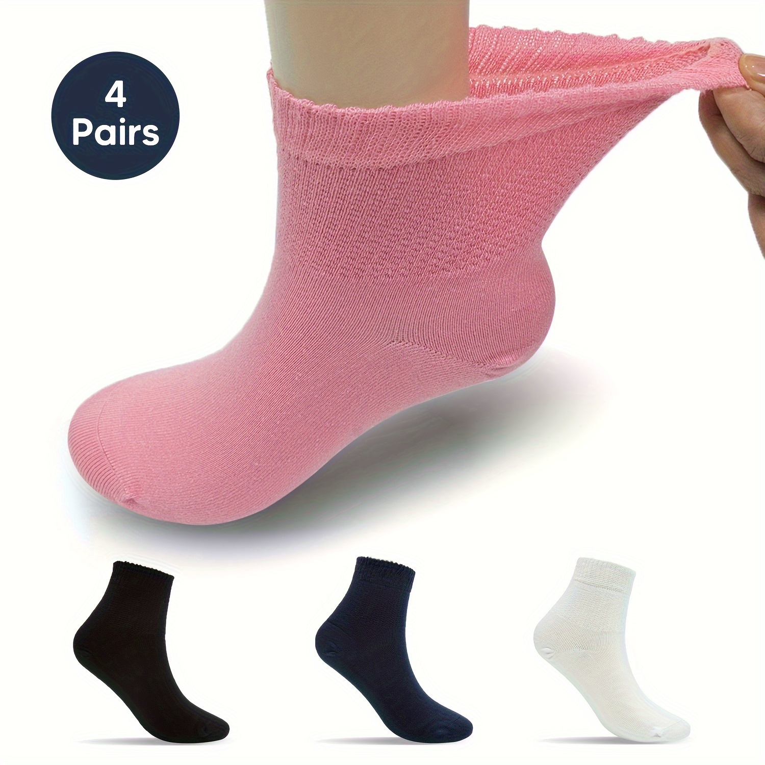 Calcetines para diabéticos para mujeres y hombres, 6 pares de calcetines de  bambú para diabéticos, calcetines anchos con puntera sin costuras (L