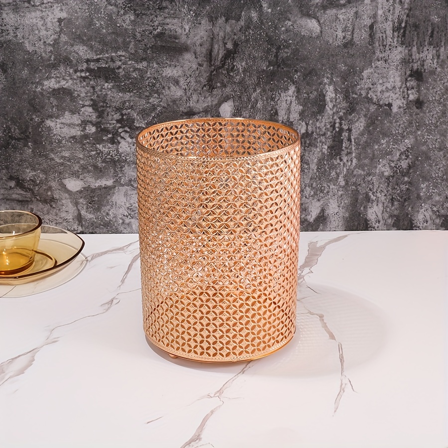 Golden Trash Can Garbage Container Bathroom Holder Kitchen