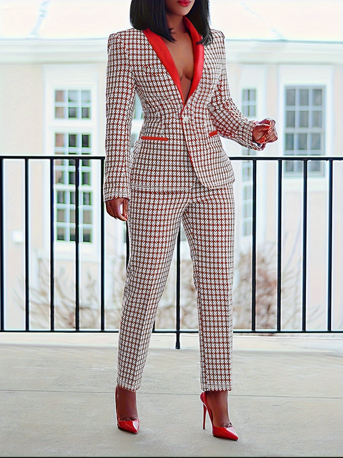 Red Pantsuit Set for Women, Two Piece Suit, Office Suit, Suit for