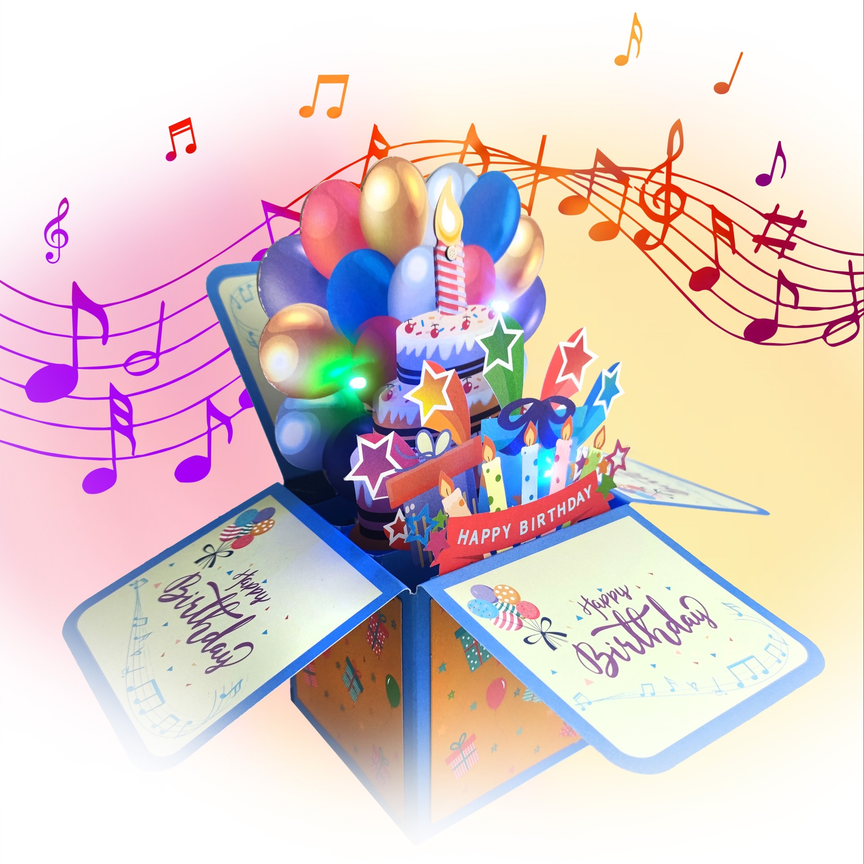 Carte d'anniversaire 3D pop-up avec musique et lumière, joyeux anniversaire  Cadeaux de carte de vœux