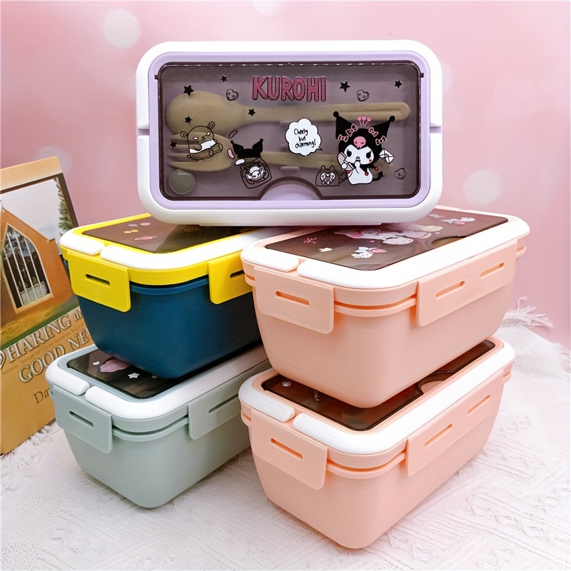 Anime Sanrio Kuromi Lunch Box Kuromi Cinnamoroll My Melody Lanch Box Kids  School Student Cute Eco-Friendly Bento Box Tableware 