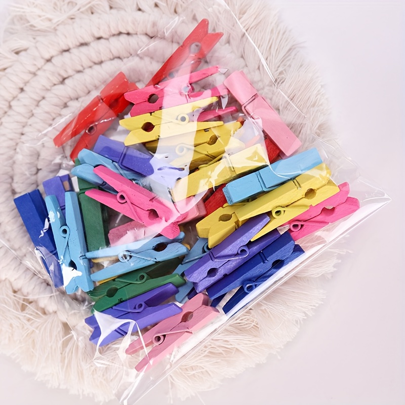 100Pcs Mini Clothes Pins for Photo, Small Clothespins Wooden Rainbow  Colorful Picture Clips, Mini Natural Wooden Clothespin, Display Artwork,  Hanging Decorative Tiny Cards 