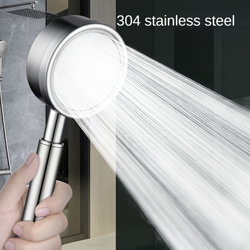 

1pc 304 Stainless Steel Pressurized Handheld Shower Head, Bathroom Shower Nozzle, Shower Sprinkler, Bathroom Hardware, Bathroom Accessories, Enjoy A Luxurious Bathing Experience