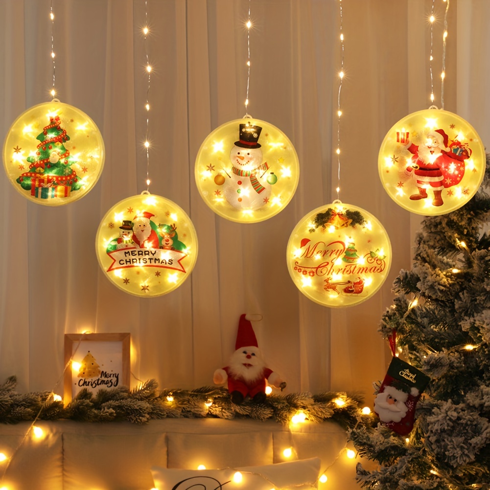 Décoration de Noël LED - décoration Lumineuse de Noël pour fenêtre -  Silhouettes Noël pour fenêtre - 18 pièces avec ventouses - Blanc Chaud