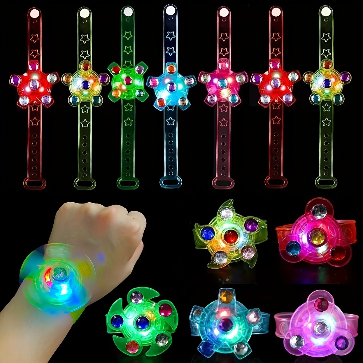 GLOW IN THE DARK Bracelet Lumineux Silicone Rubber 12pcs Colors GREEN NEW