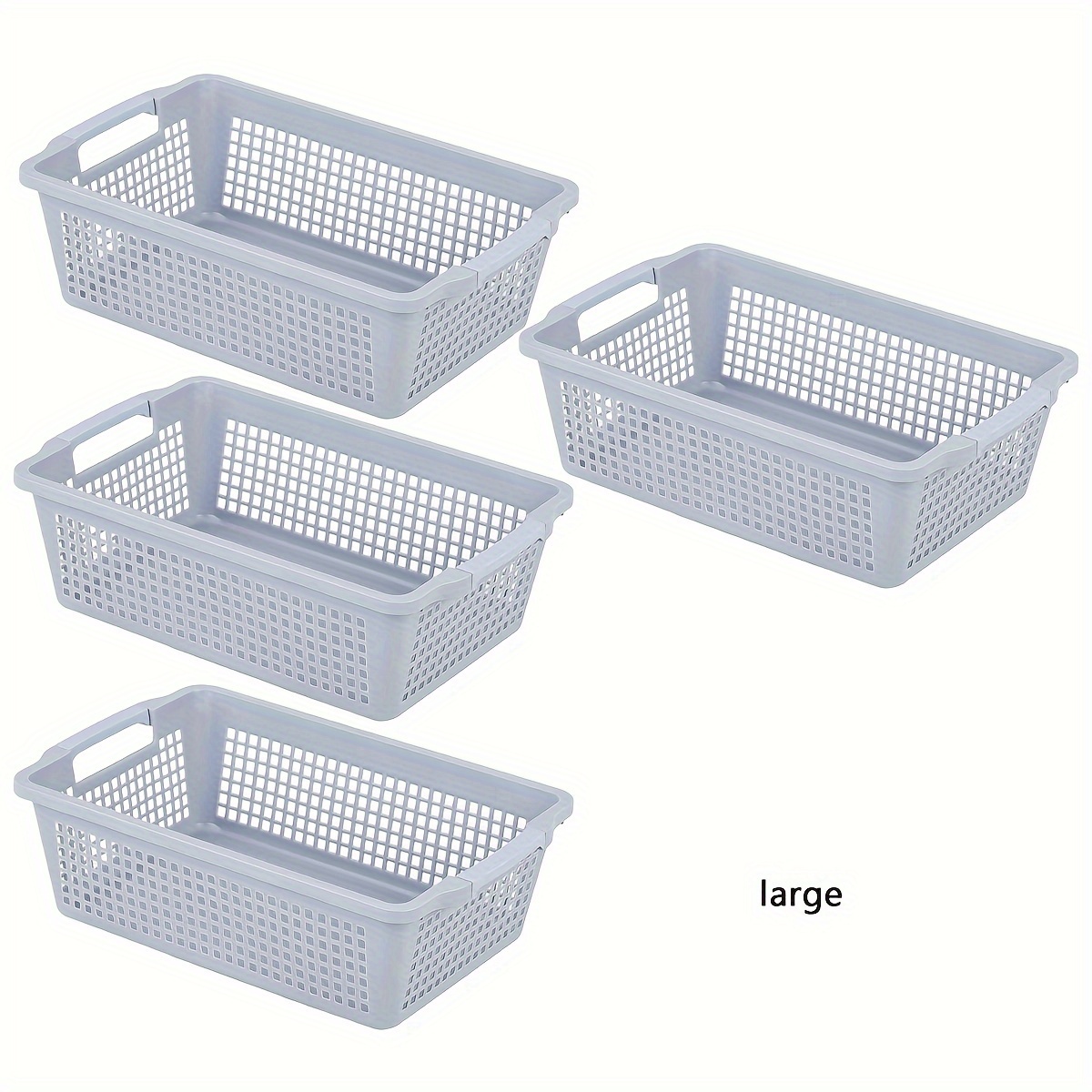 4Pcs Small Storage Container, Storage Box Plastic, Table Organizers  Container with Handle Rectangle Storage Bins for Kitchen Bathroom Office  Closet