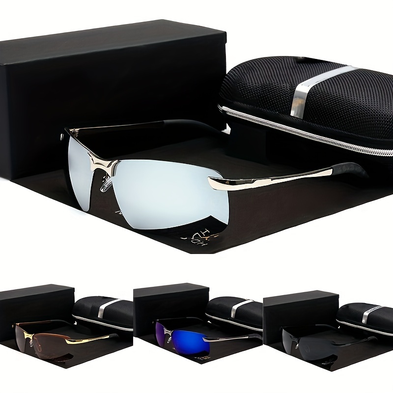 Trendy Cool Rimless Metal Frame Polarized Sunglasses For Men Women
