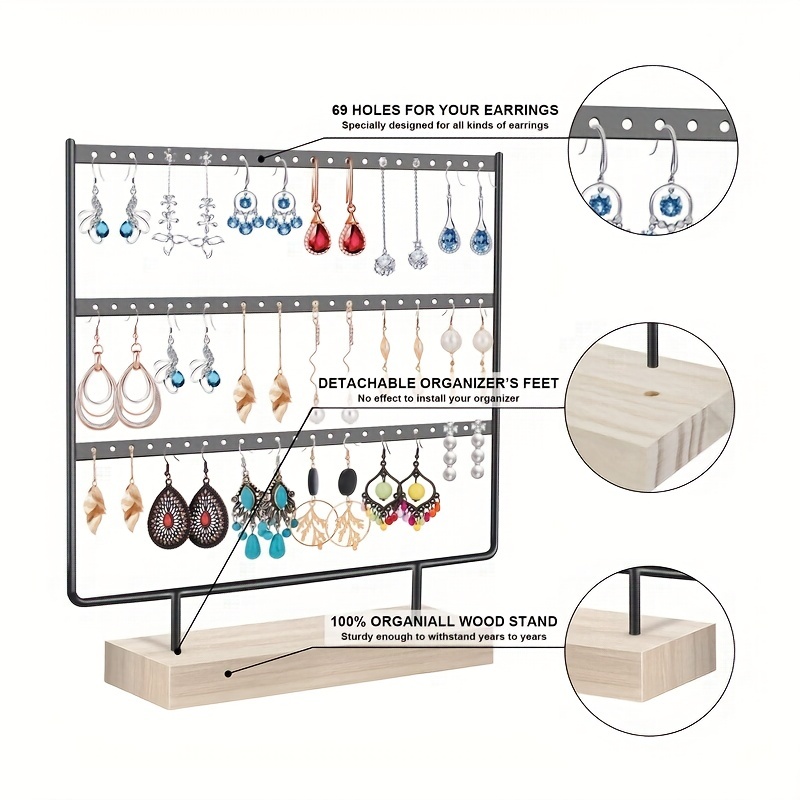 Metal 3 Tier Earrings Organizer Display Stand