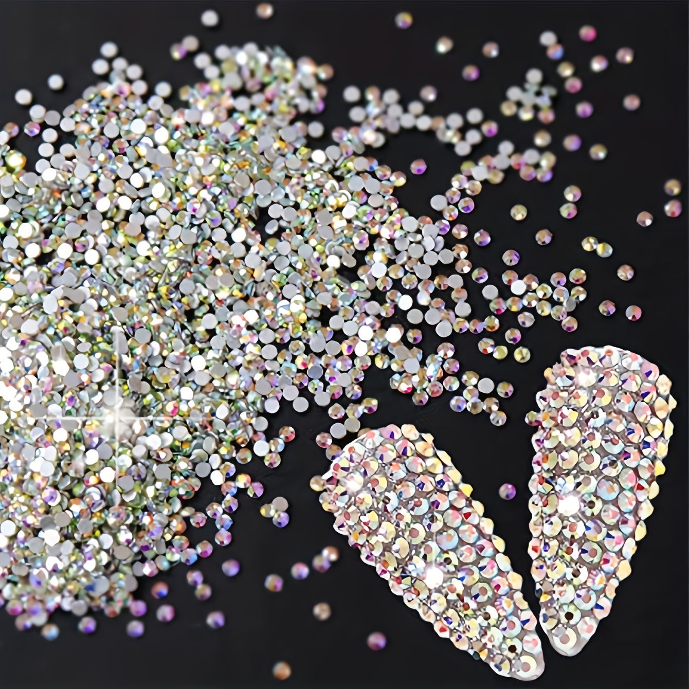beadsland 1440pcs Flat Back Crystal Rhinestones Round Gems for Nail Art and  C
