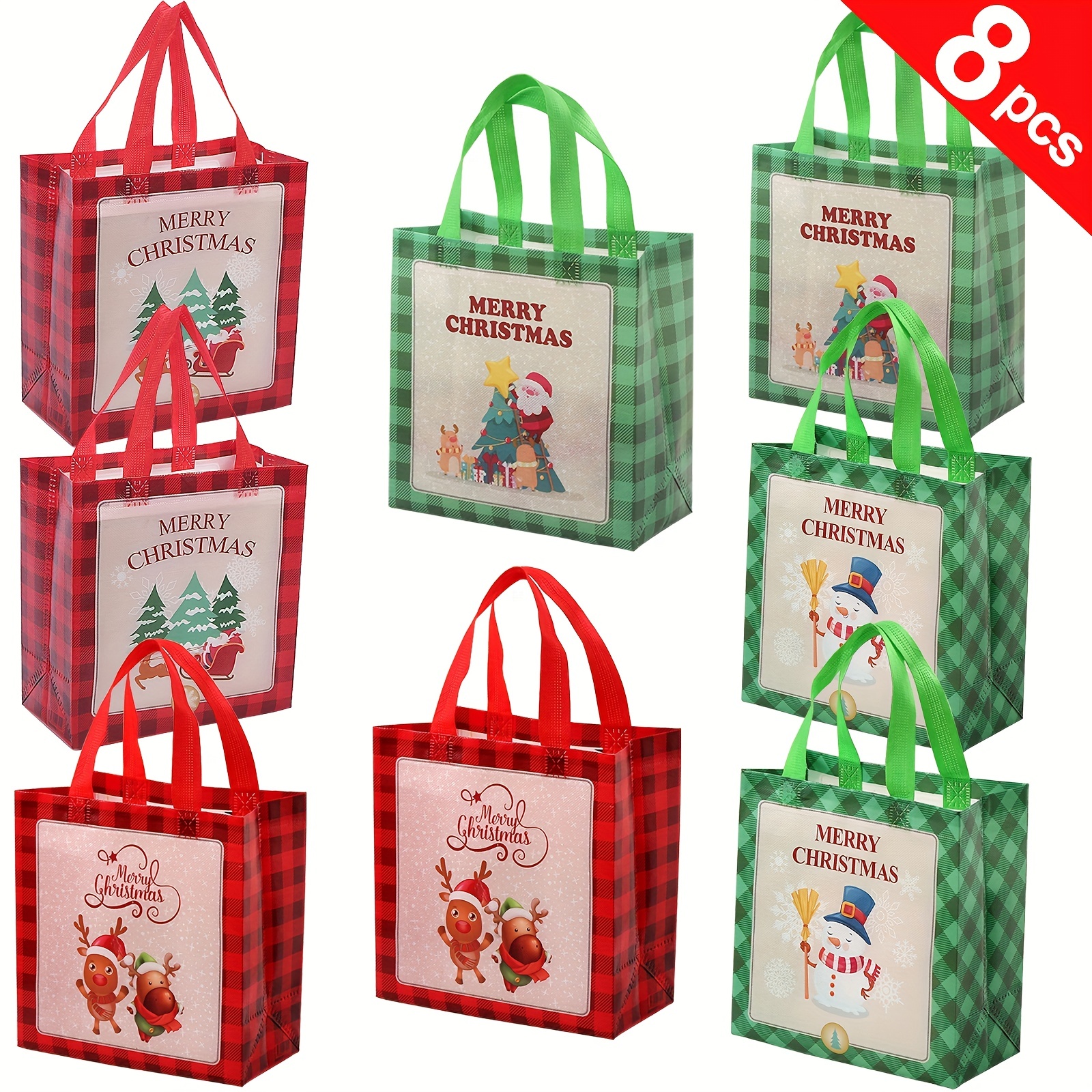  16 Pcs Christmas Gift Bags Christmas Kraft Gift Bags