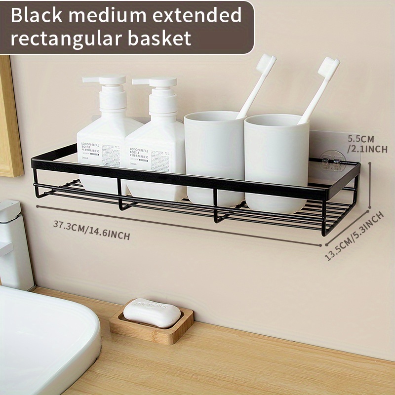 1pc, self-adhesive perforation-free bathroom storage shelf, wall-mounted  storage shelf, shower flower basket rack, kitchen hollow storage device
