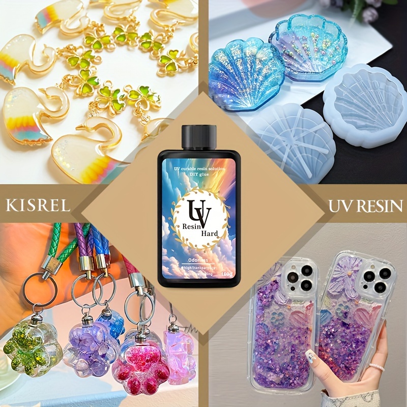 KISREL UV Resin 100g - Upgraded UV Resin Kit, Hard Type Crystal Clear  Ultraviolet Curing UV Epoxy Resin for Craft Jewelry Making