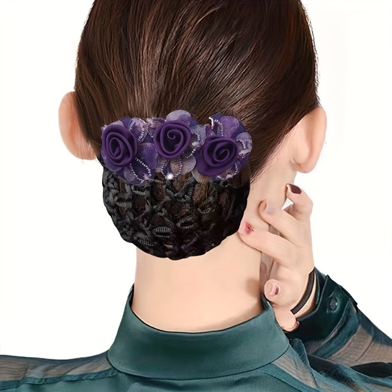 シルク糸の花のヘアクリップ ヘアバンカバーバレッツネットスヌード