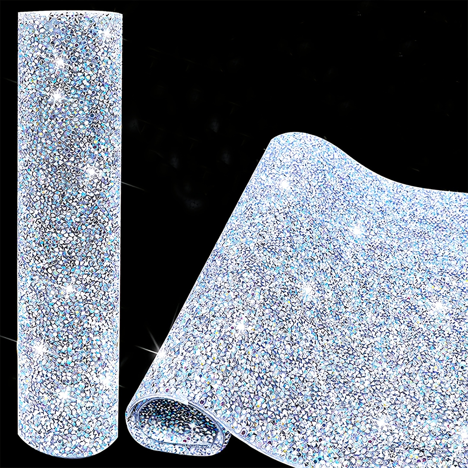 Beadsland Bling Rhinestone Sheets Self-Adhesive Glitter Resin Rhinestones  Sticker DIY Gifts Car Decoration 15.75 x 9.45(Crystal with Silver)