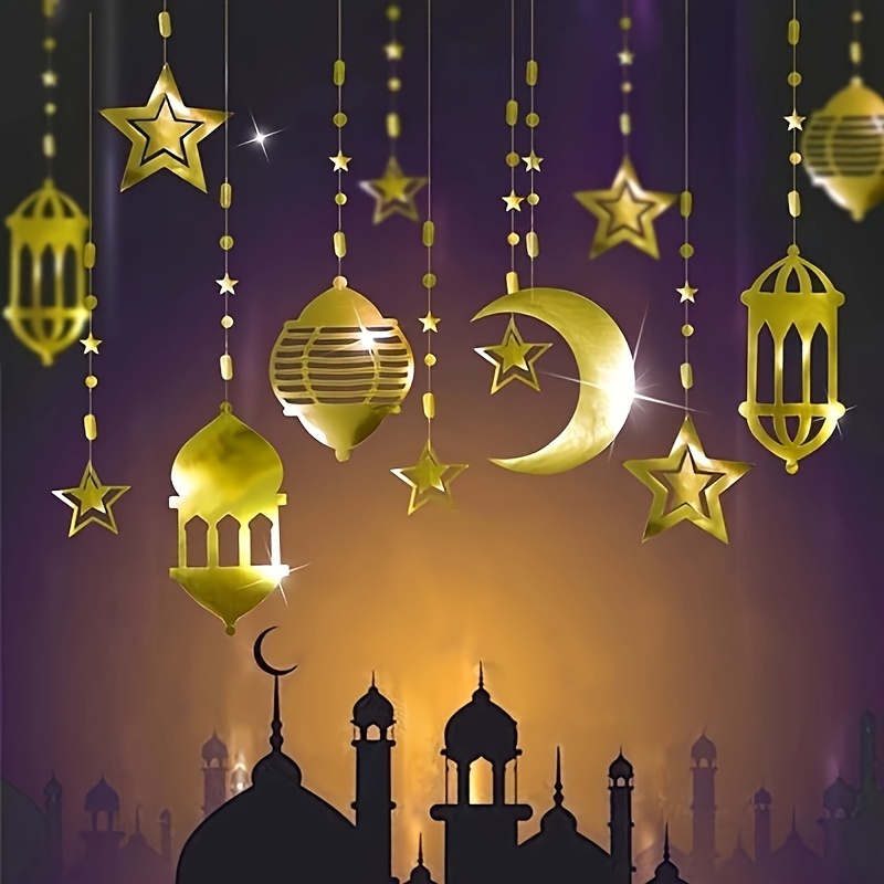 Guirlande lumineuse Led en fer, Eid Mubarak, lune, étoile, décoration pour  la maison, Ramadan Kareem, fournitures de fête du Festival musulman  islamique 2023 - AliExpress