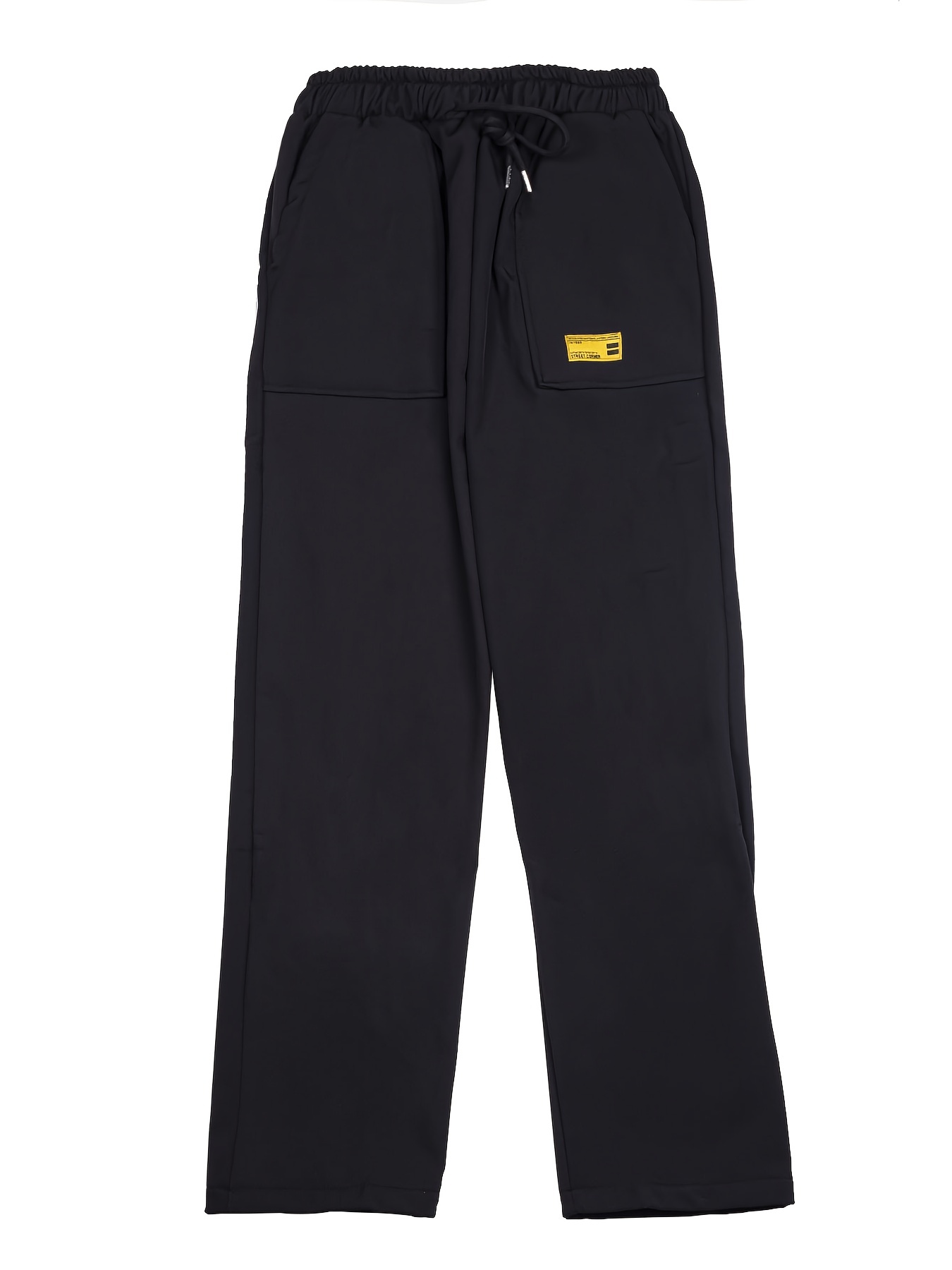 Casual Fleece Elastic Waist Sweatpants Solid Color - Temu