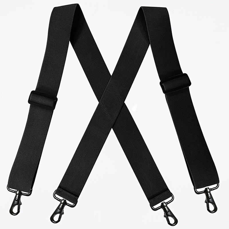 Fasker Mens Suspenders X-Back 2 Wide Adjustable Solid Straight Heavy Duty Clip  Suspenders for Men Women, Black at  Men's Clothing store