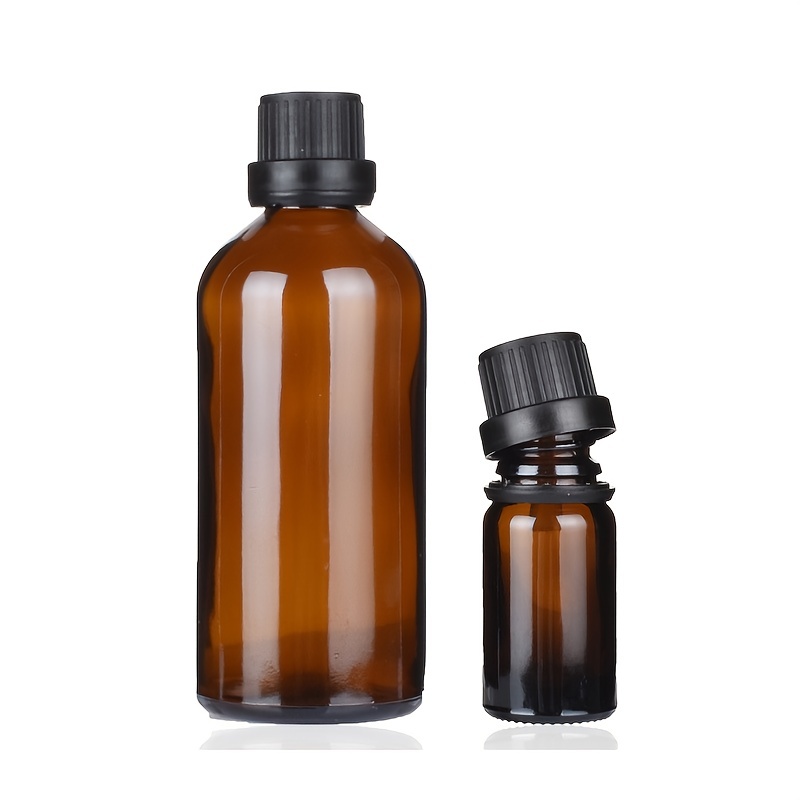 Empty Portable Amber Glass Vial Essential Oil Bottle With Orifice Reducer And Black Cap For Cosmetic Essential Oils Colognes Perfume Aromatherapy 5 10 15ml 0 17 0 34 0 51oz