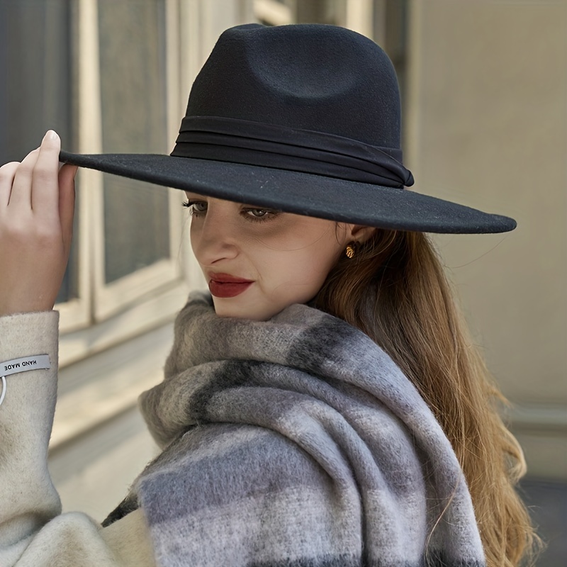 Gradient Fedora Women Jazz Hats Fashion Solid Autumn Winter Trilby