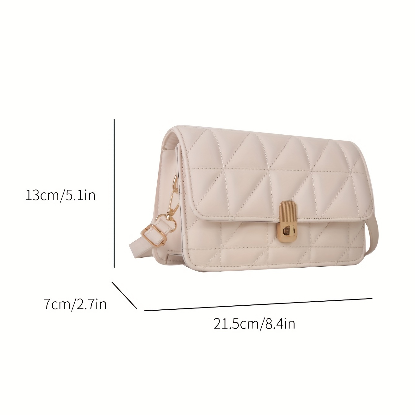 Solid Shoulder Square Bag Turn Lock Crossbody Bag