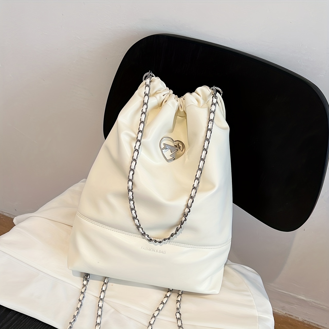 Trendy Large Capacity Bucket Bag, Stylish Y2k Drawstring Bag