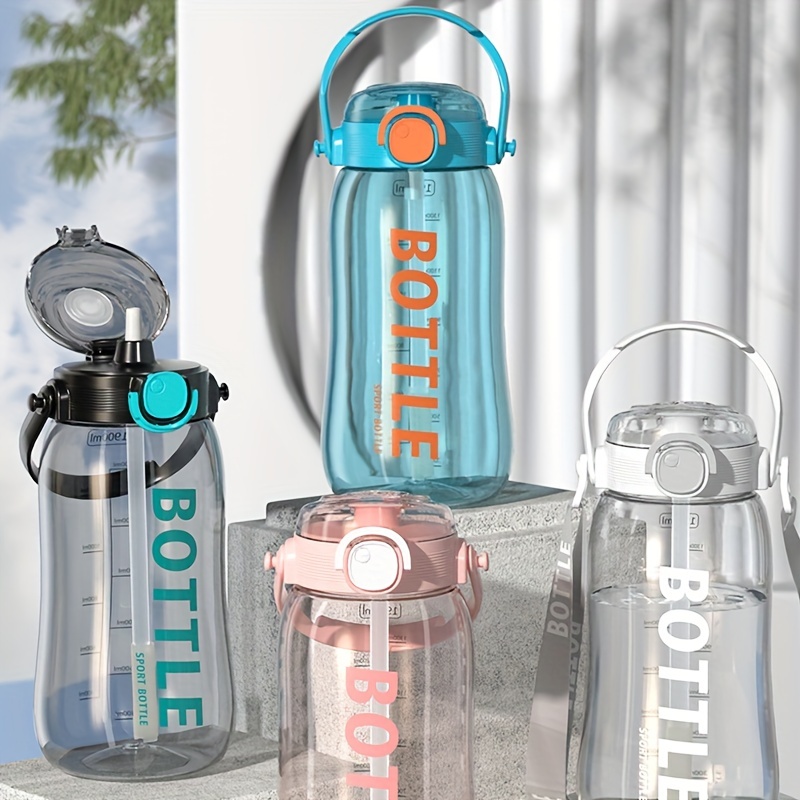Cartoon Water Bottle Child Plastic Straw Water Bottles Kids Portable  Leak-proof Outdoor Sport Kettle Student Travel Bottle