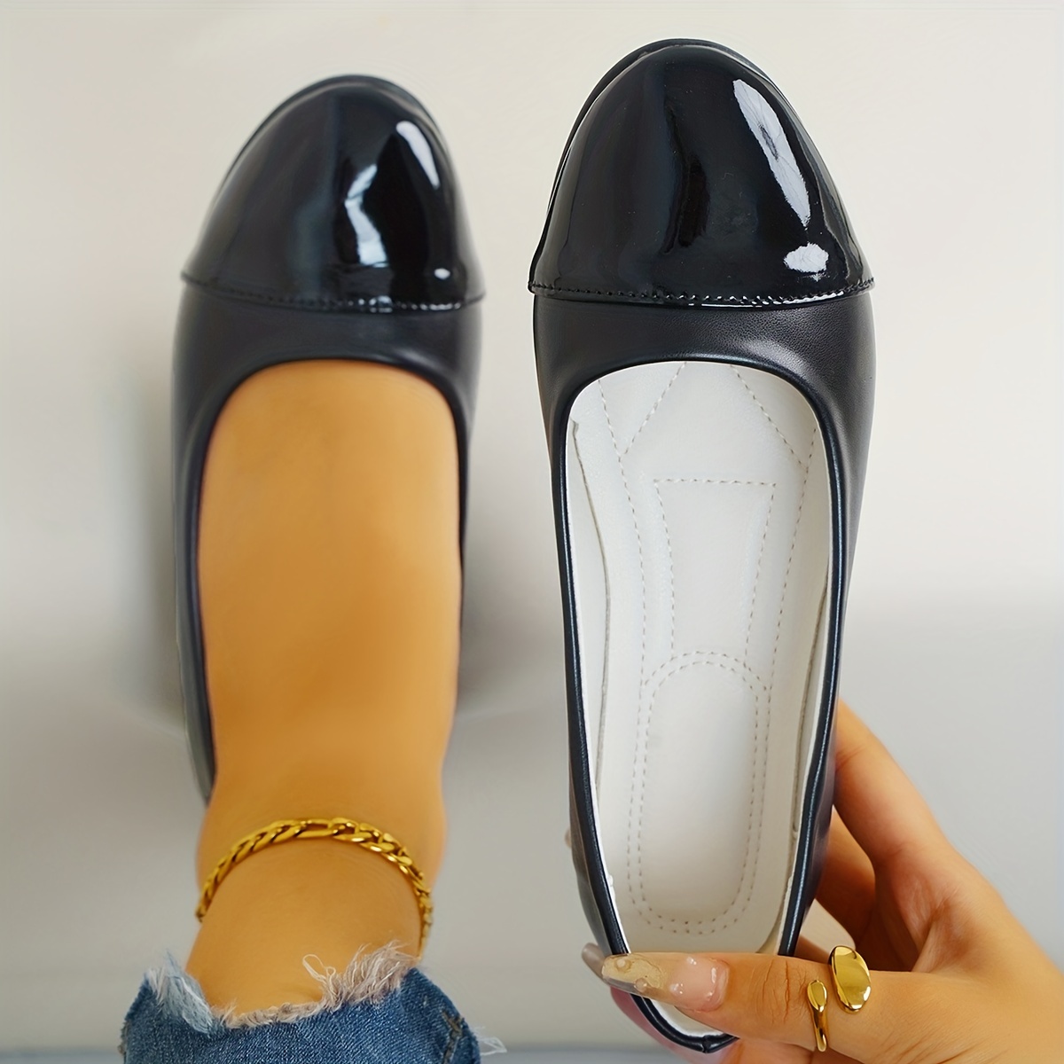 Women's Almond Toe Flat Shoes Soft Sole Faux Leather Comfy Work Flats