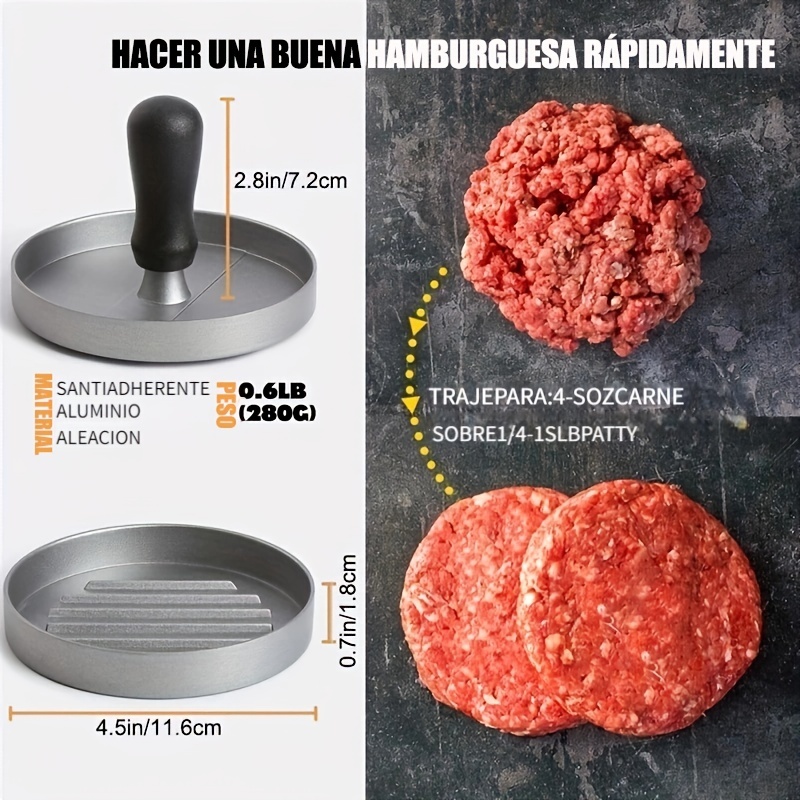 Prensas para hamburguesas, aflojador , fondo plano, antiadherente