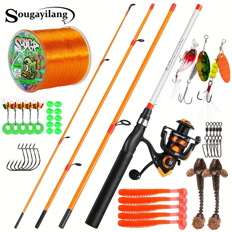 Sougayilang Spinning Fishing Rod Reel Sets, Including 4 Sections Portable  Fishing Pole, 5.2:1 Gear Ratio Spinning Reel, Fishing Line, Fishing Lure Bai