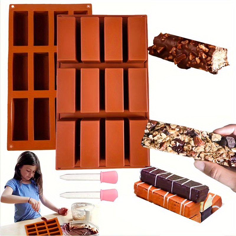 12-Cavity Square Caramel Candy Silicone Molds,Chocolate Truffles