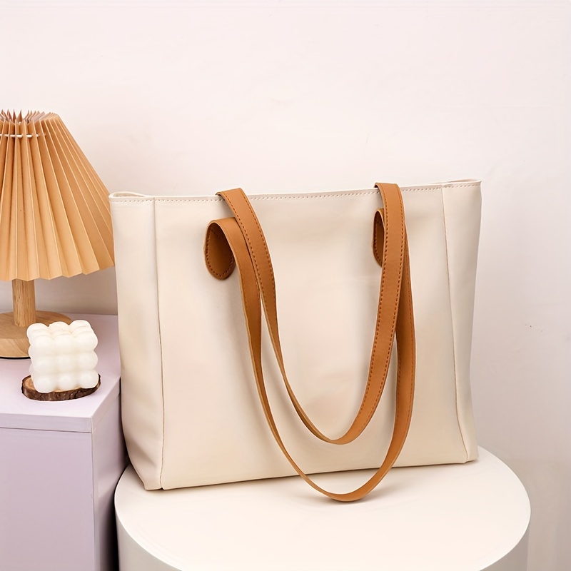 Fashion Large Capacity Tote Bag Trendy Vegan Shoulder Bag - Temu Canada