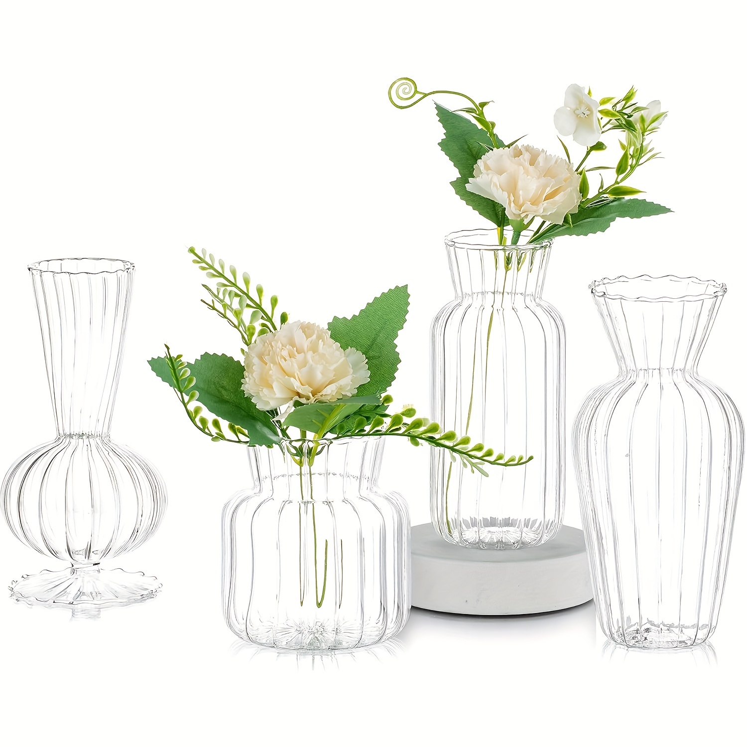 Jennysflowershop Glass Bud Vase Set, Small Glass Vases for Flowers
