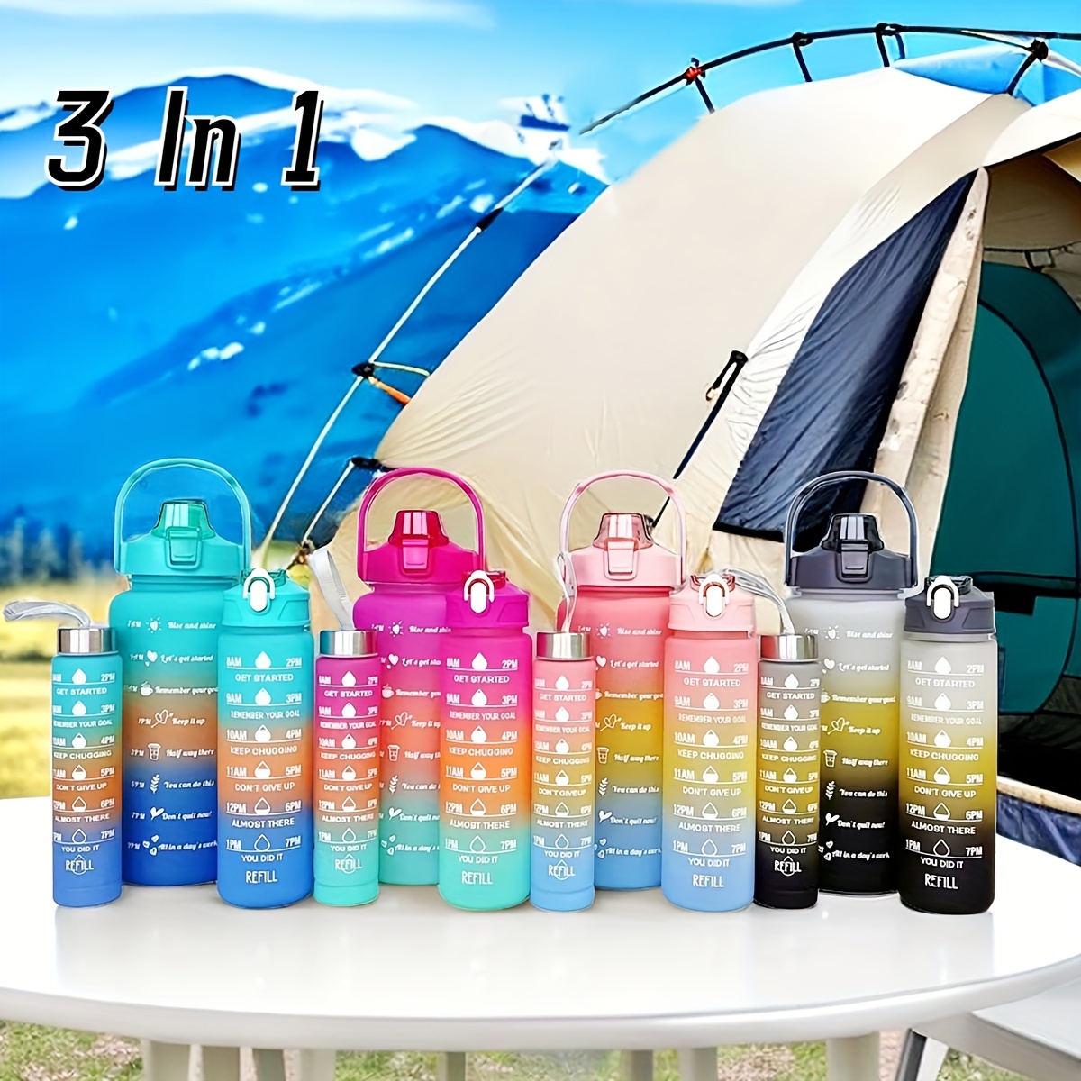 Gradient Water Bottle Set Portable Leakproof Bpa Free - Temu