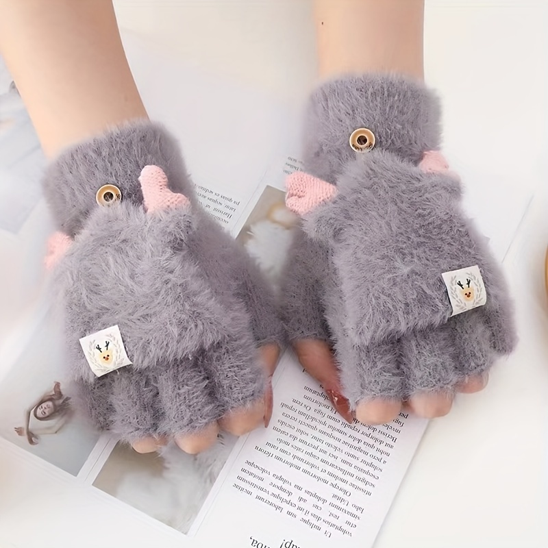 Guantes Cálidos Peluche Lindos Guantes Sin Dedos Color - Temu Chile